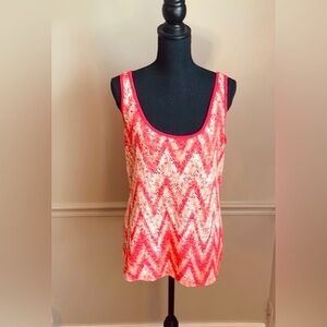 FRENCH Laundry Orange White Tank Top Blouse Size ize L